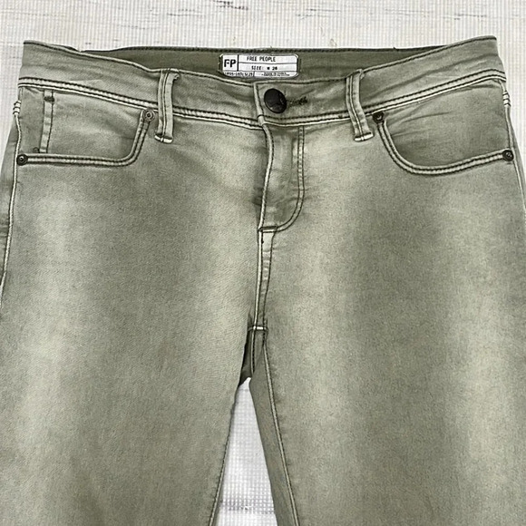 Free People Jeans Skinny Faded Denim Green Size 26 - Picture 5 of 13
